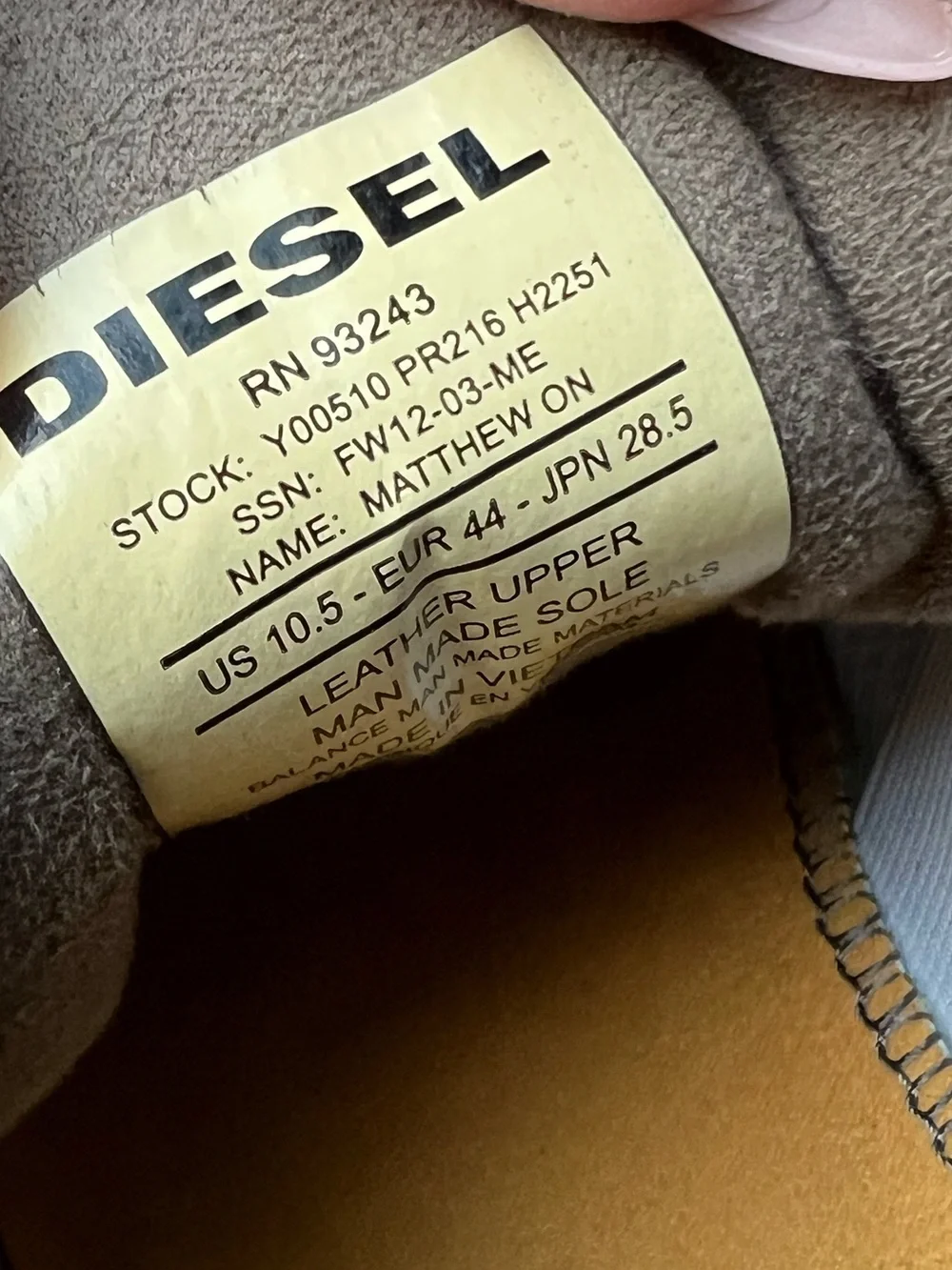 Diesel Vintage Low Profile Slip On Sneaker MATTHEW On Driver Shoe Leather 10.5